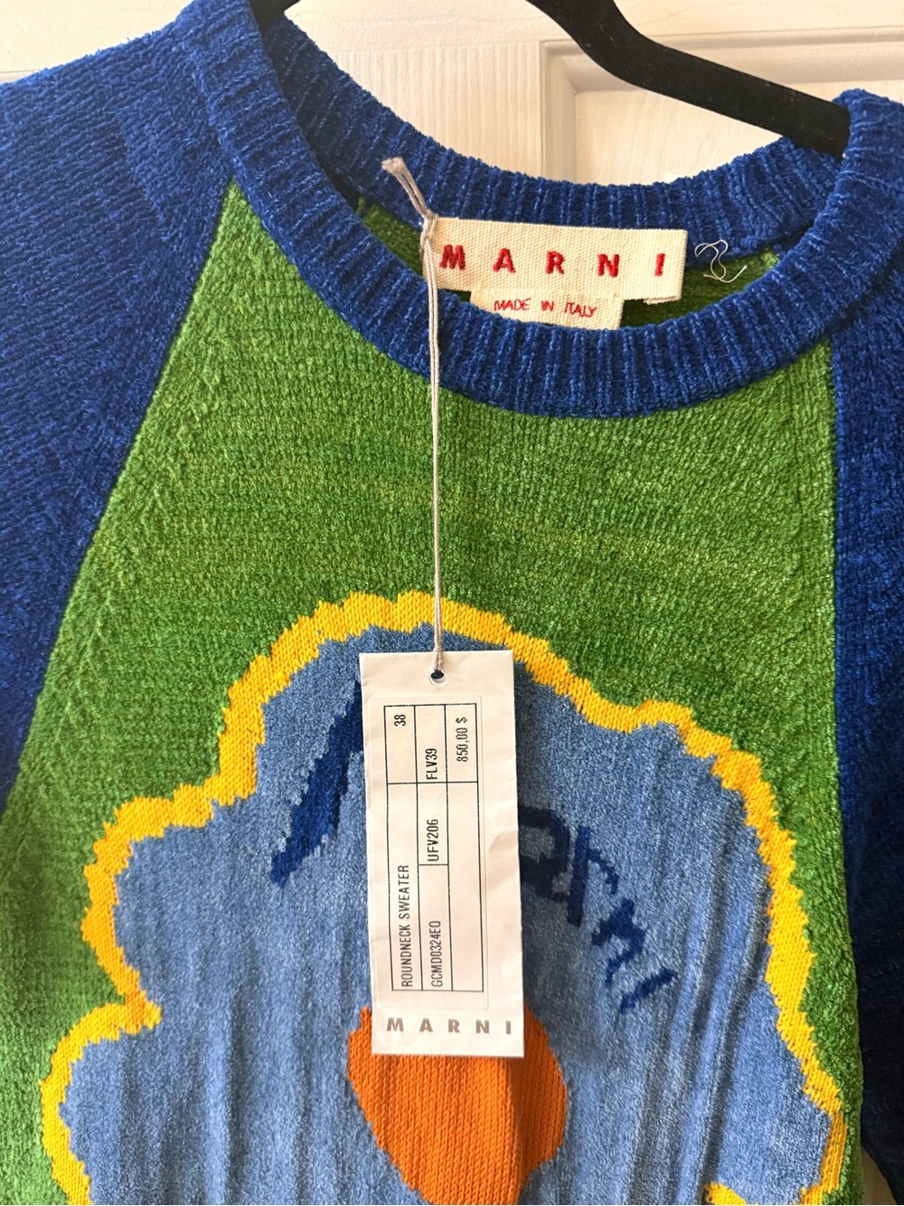 Marni Green & Blue Flower Knit Top with Orange Accent - Picture 2 of 3
